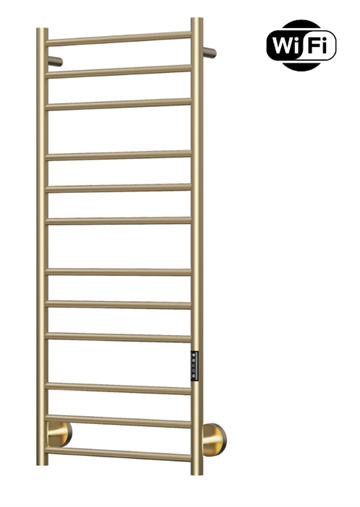 TVS Plus 12L El-håndklædetørrer m/timer og Wifi 1160 x 500 mm, børstet guld / messing PVD